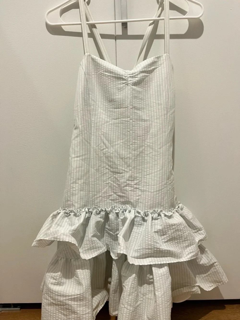 Ralph Lauren White Striped Ruffle Hem Sundress NWT